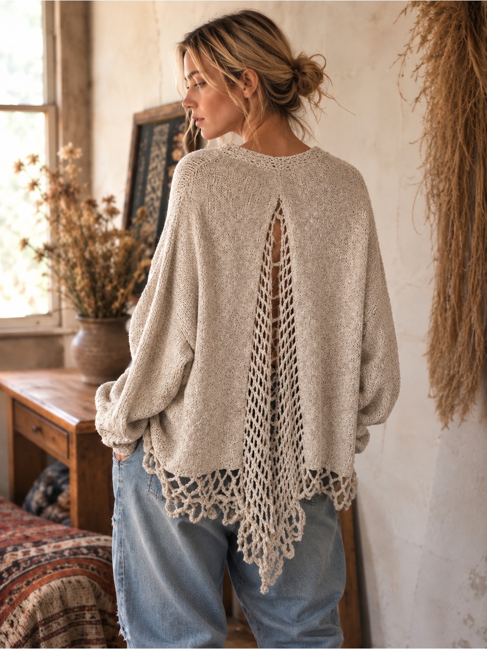 178🌟 Foxglove Ireland Chunky Knit Cardigan | Crochet Fringe Boho Sweater